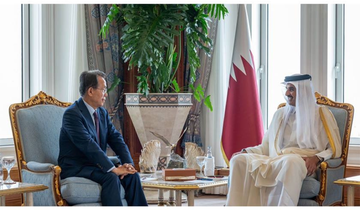 HH The Amir Sheikh Tamim bin Hamad Al-Thani with Excellencies members of the Council of Presidents of the UNGA